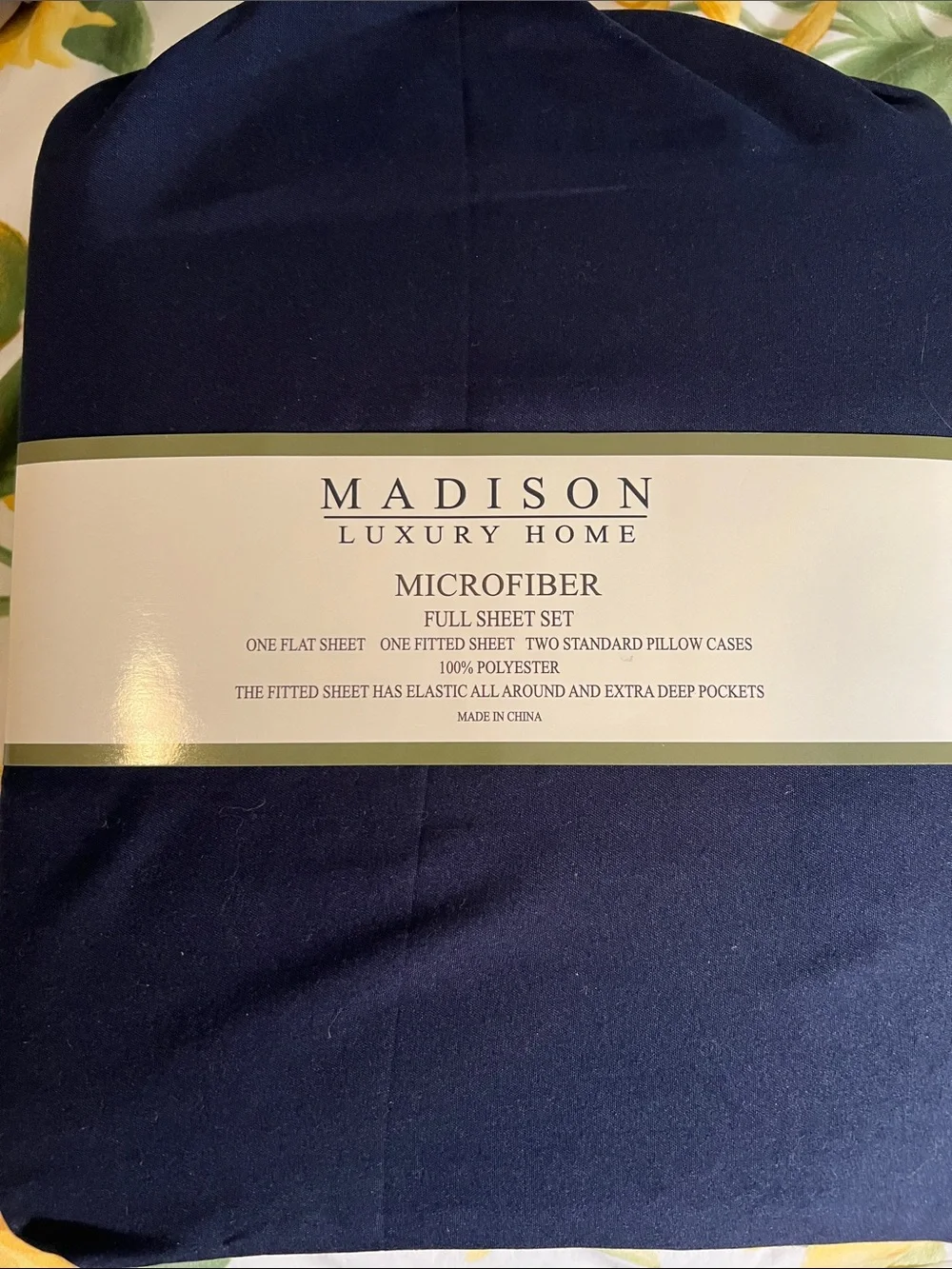 Madison Luxury Home Microfiber Full Sheet Set in Navy